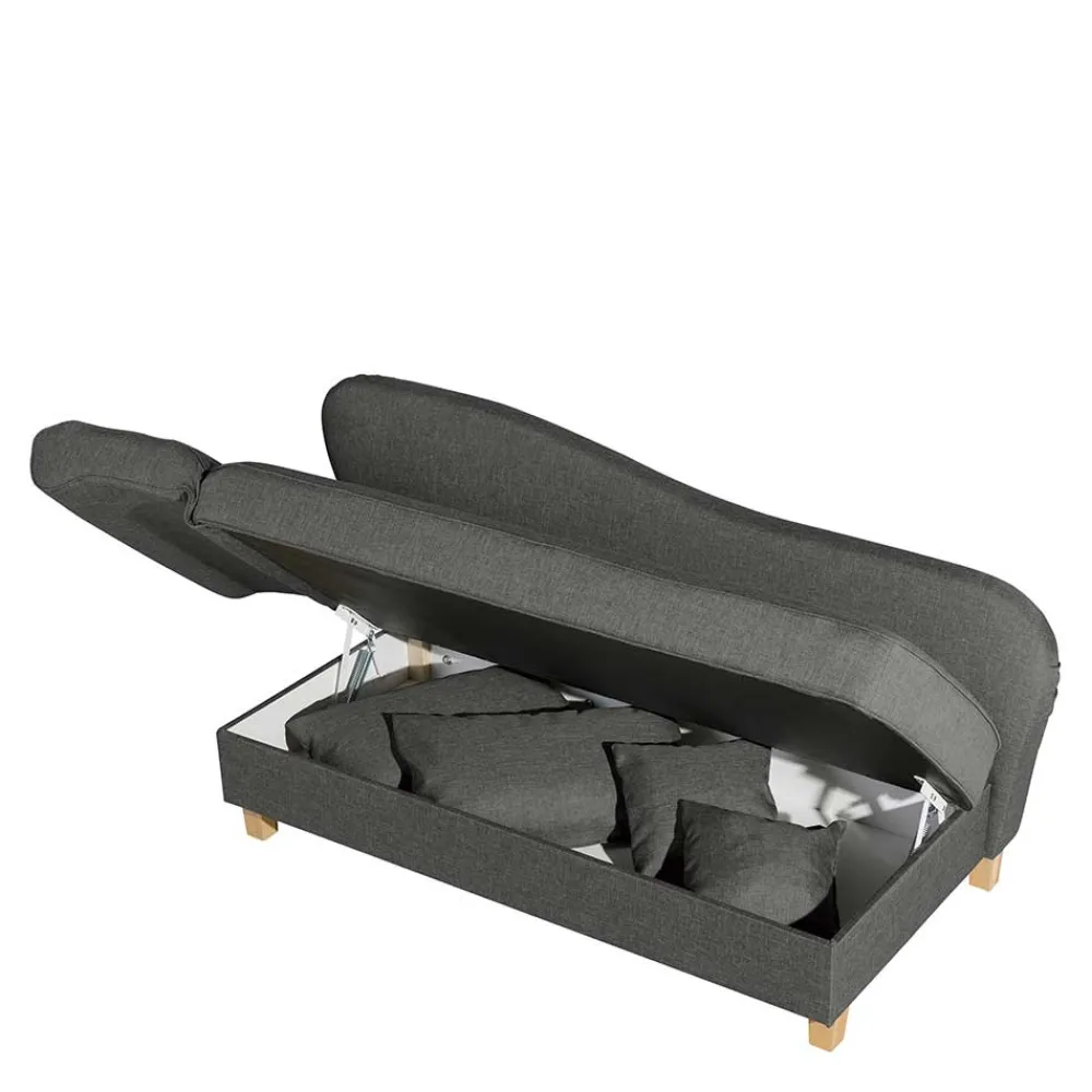 Wohnen Sofas<Federkern Chaiselongue in Anthrazit mit Buche - Sektinus