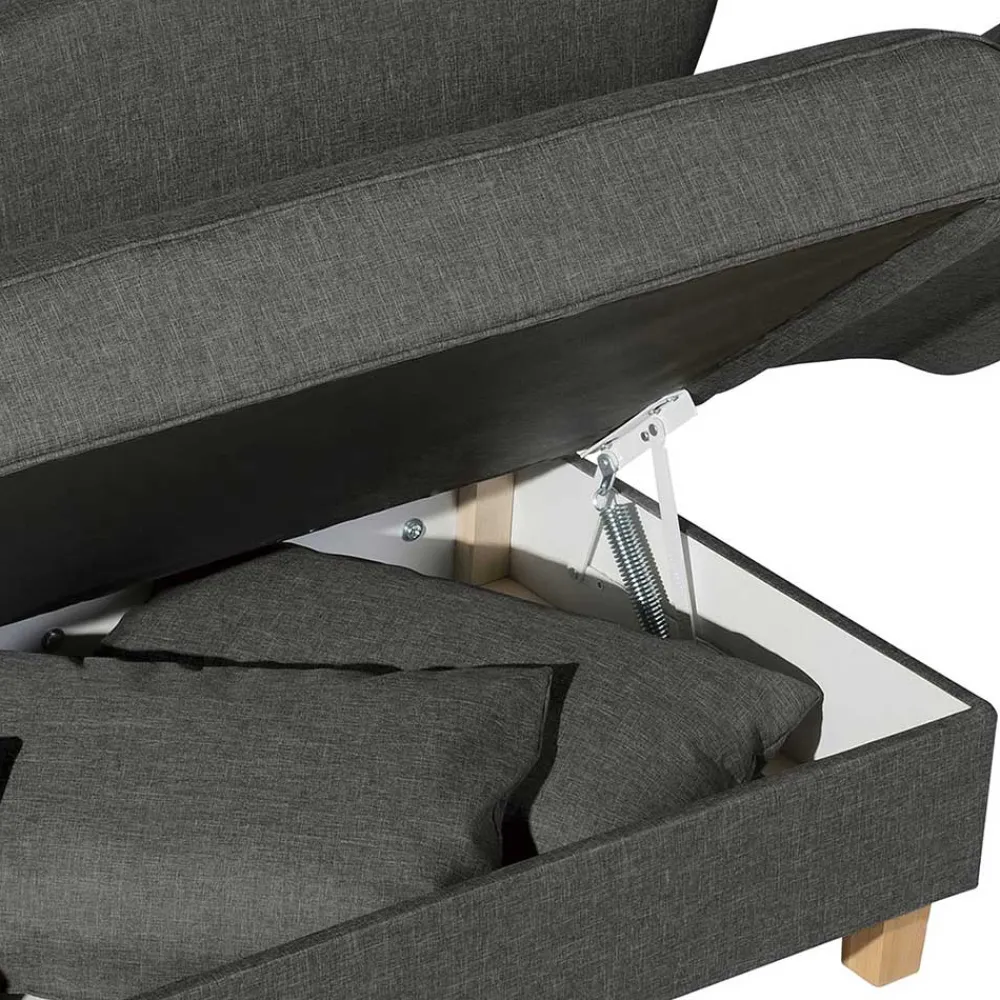 Wohnen Sofas<Federkern Chaiselongue in Anthrazit mit Buche - Sektinus