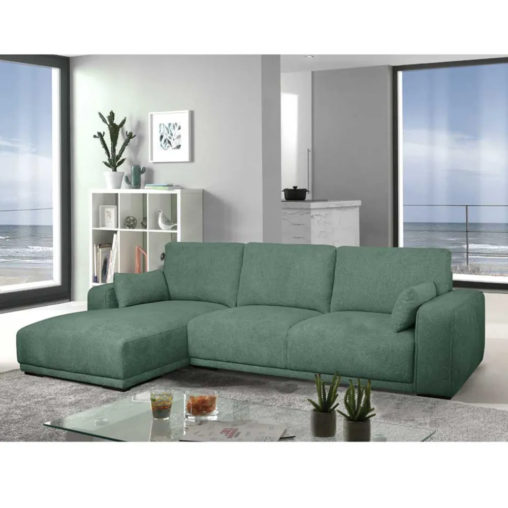 Wohnen Sofas<Federkern Ecksofa in Grün Stoffbezug - Tree