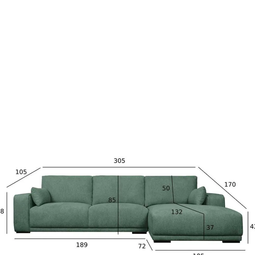 Wohnen Sofas<Federkern Ecksofa in Grün Stoffbezug - Tree