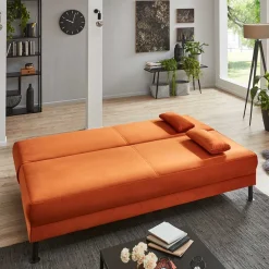 Wohnen Betten|Sofas<Federkern Klappsofa in Kupfer Velours - Sharkas