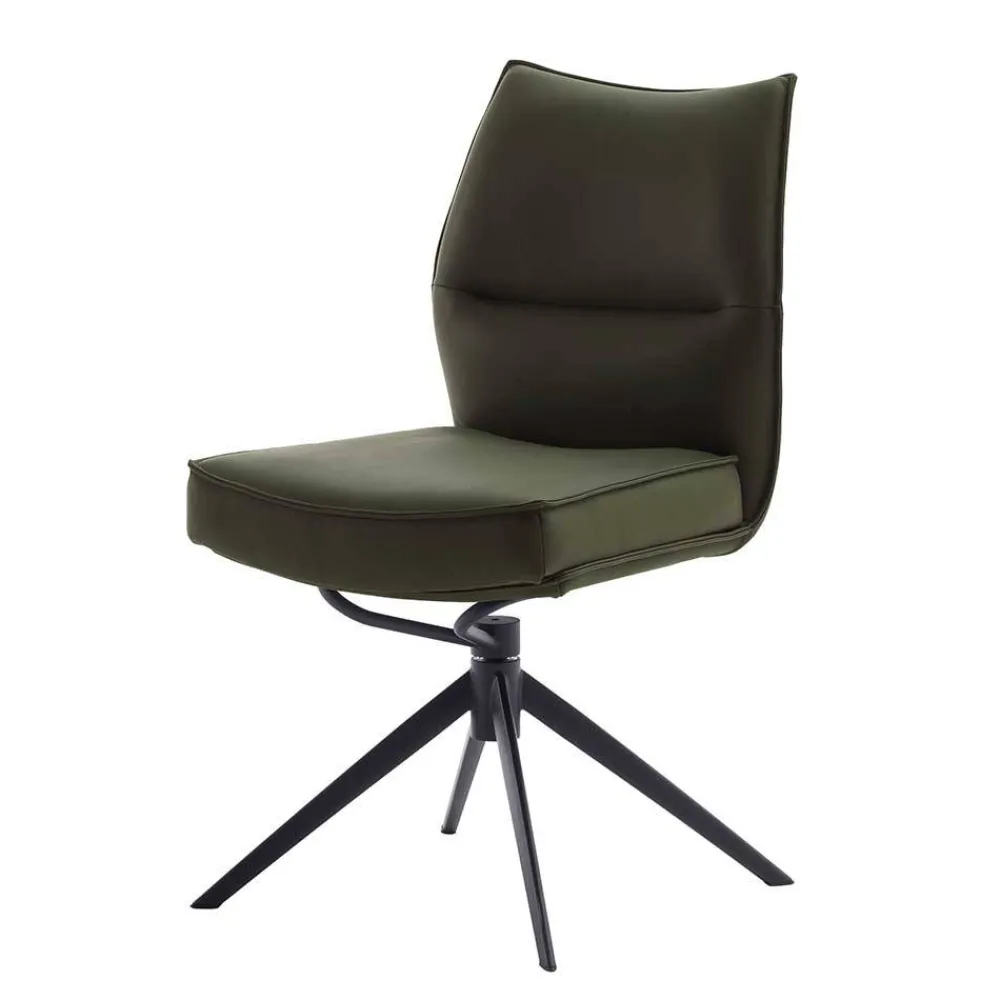 Wohnen Stühle<Federkern Lederstühle in Oliv Grün - Synfrunia (2er Set)