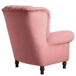 Wohnen Sessel<Federkern-Ohrensessel in Rosa und Nussbaum Braun - Masiela