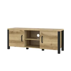 Wohnen Tv & Hifi-Möbel|Lowboards<Fernseher Schrank in Eiche NB & Schwarz - Kanellas