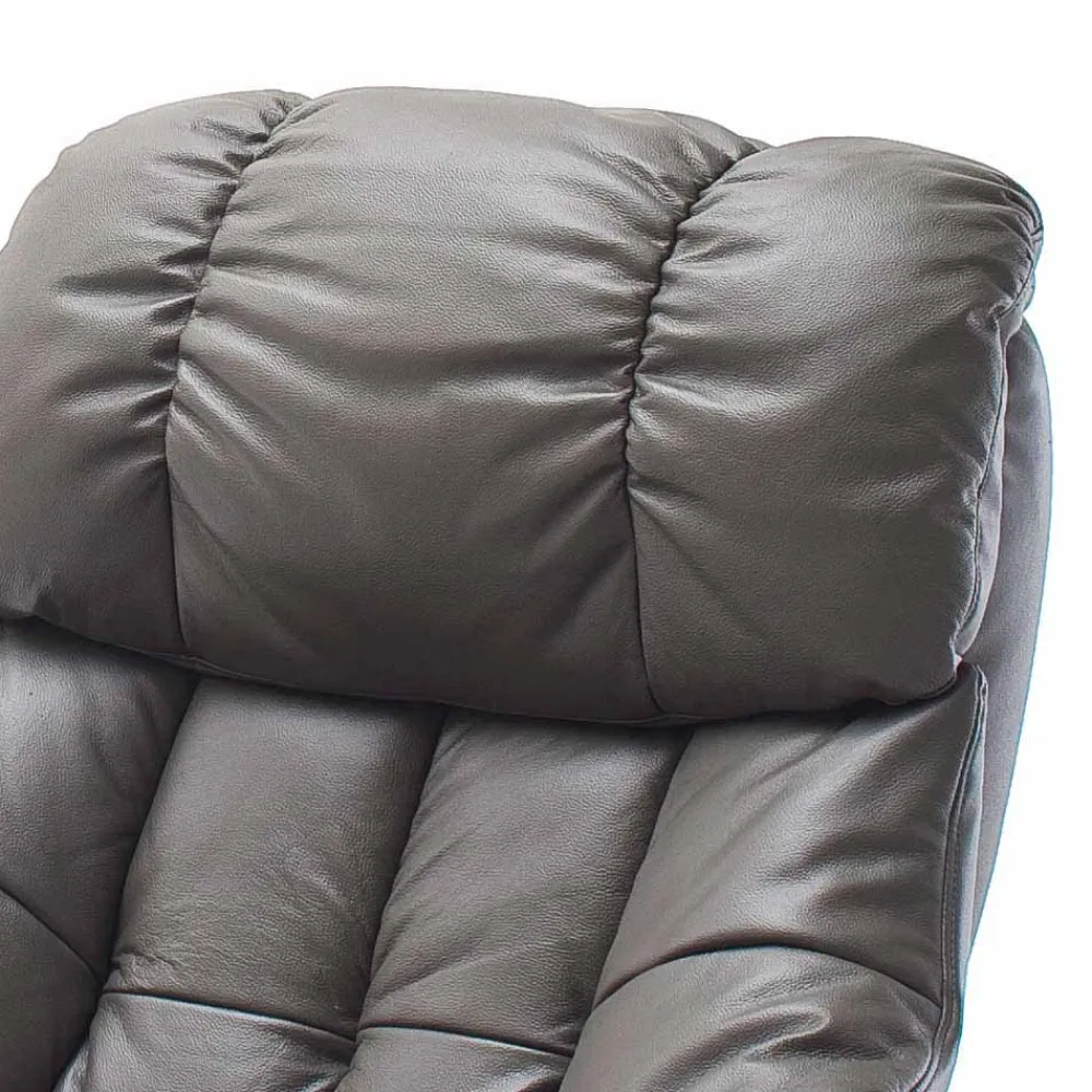 Wohnen Sessel<Fernsehsessel mit Relaxfunktion in Leder Schlammfarben Vihanna mit Hocker (zweiteilig)