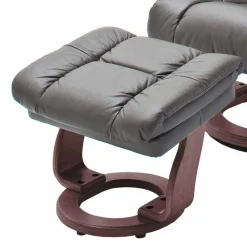 Wohnen Sessel<Fernsehsessel mit Relaxfunktion in Leder Schlammfarben Vihanna mit Hocker (zweiteilig)