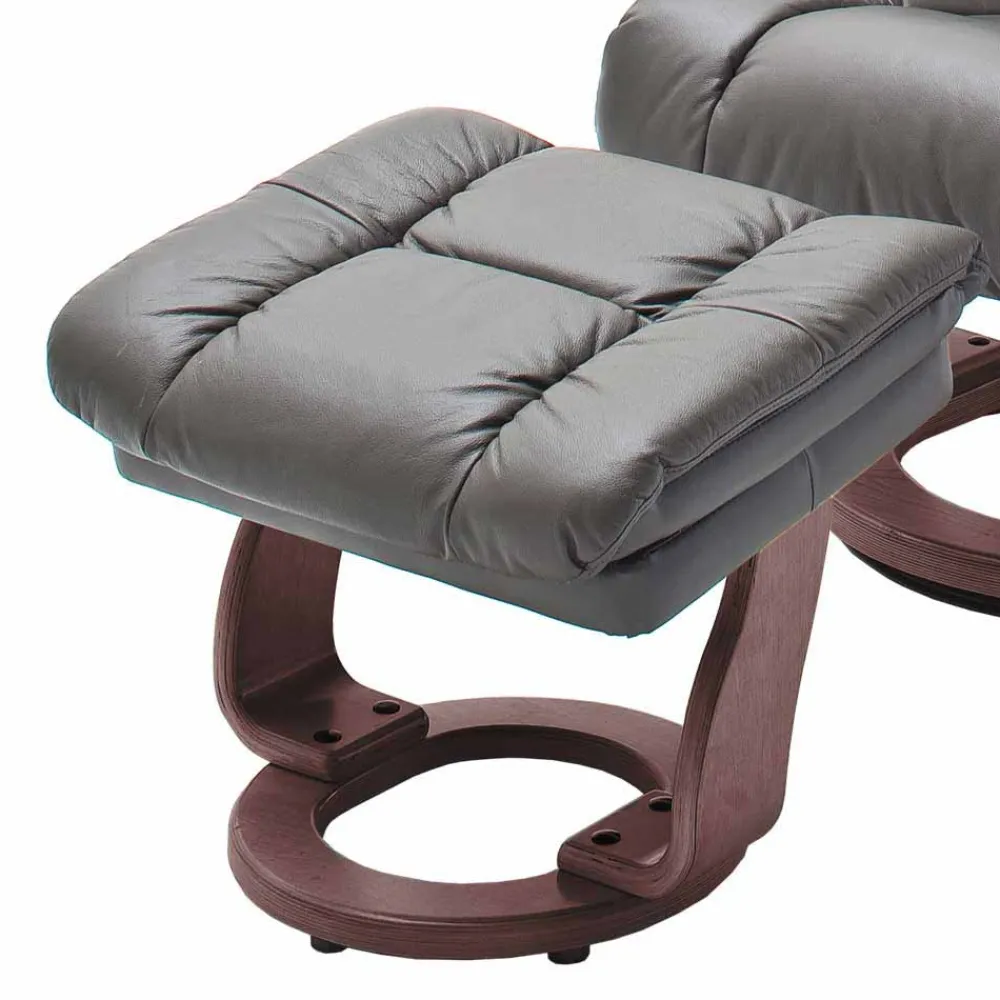 Wohnen Sessel<Fernsehsessel mit Relaxfunktion in Leder Schlammfarben Vihanna mit Hocker (zweiteilig)