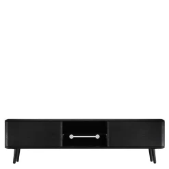 Wohnen Tv & Hifi-Möbel|Lowboards<Fernsehtisch mit Klappen & Fach in Schwarz - Delavidu