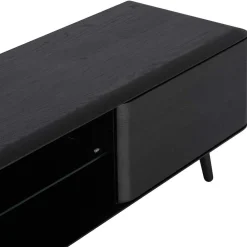 Wohnen Tv & Hifi-Möbel|Lowboards<Fernsehtisch mit Klappen & Fach in Schwarz - Delavidu