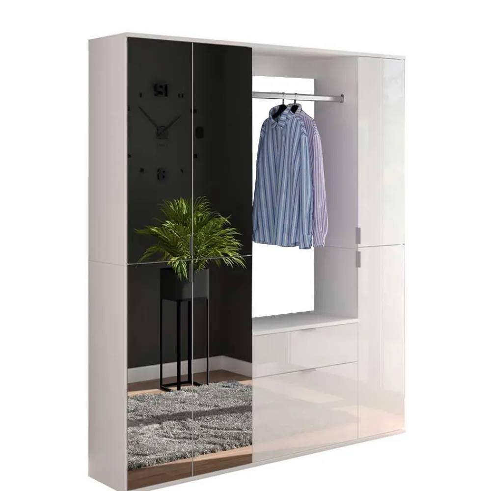 Wohnen Garderoben<Flur Möbelblock kompakt 152x193x34 cm - Ejulia (dreiteilig)