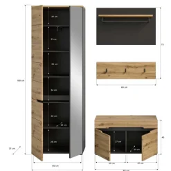Wohnen Garderoben<Flurmöbel Set modern - Norja (vierteilig)