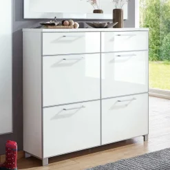 Wohnen Garderoben<Flurmöbel Set Zoricano in Weiß Glas beschichtet (dreiteilig)