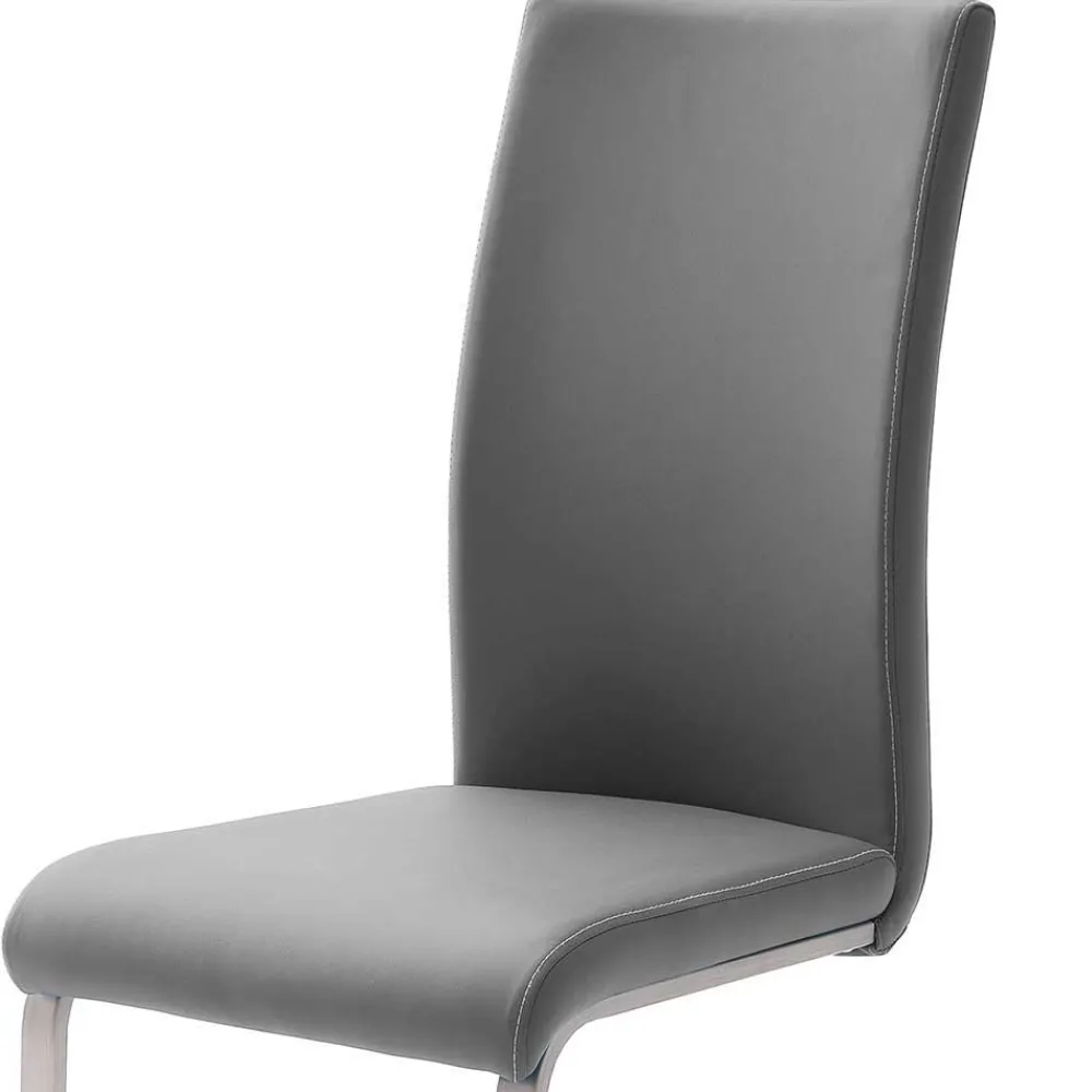 Wohnen Sessel|Stühle<Freischwinger in Kunstleder Grau Ramia mit Edelstahl (4er Set)