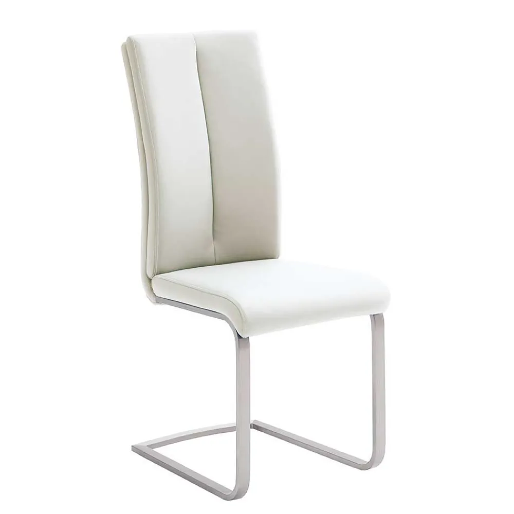 Wohnen Sessel|Stühle<Freischwinger mit aufgesetzten Kissen in Weiß Briston Kunstleder (4er Set)