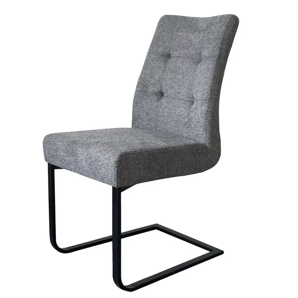 Wohnen Sessel<Freischwinger Polsterstühle in Dunkelgrau - Zinova (2er Set)