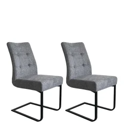 Wohnen Sessel<Freischwinger Polsterstühle in Dunkelgrau - Zinova (2er Set)
