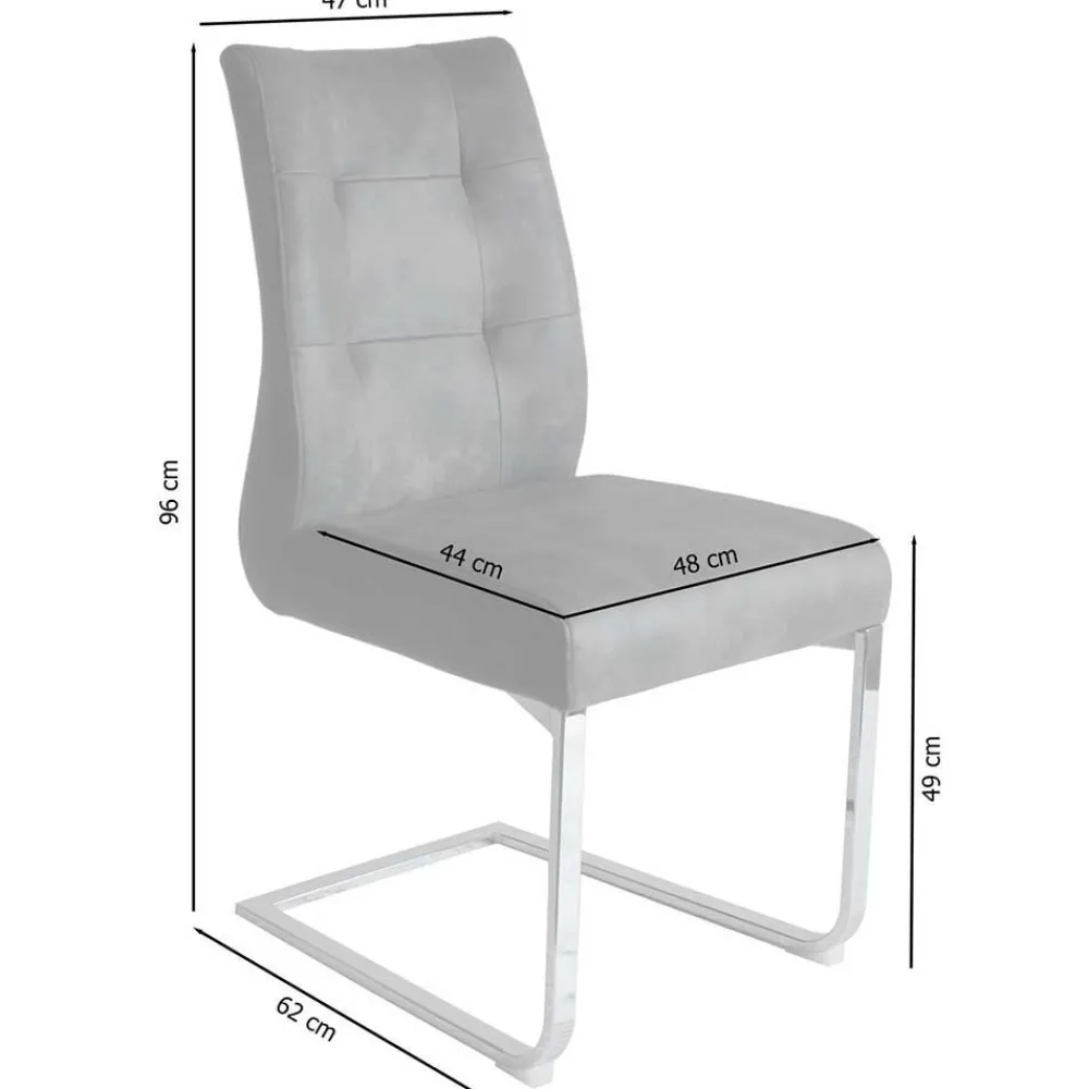 Wohnen Sessel<Freischwinger Polsterstühle in Dunkelgrau - Zinova (2er Set)