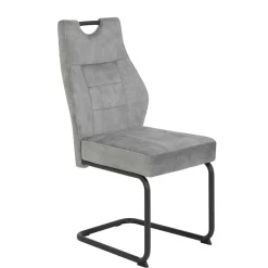 Wohnen Sessel|Stühle<Freischwinger Stuhl in Silbergrau - Riakust (2er Set)