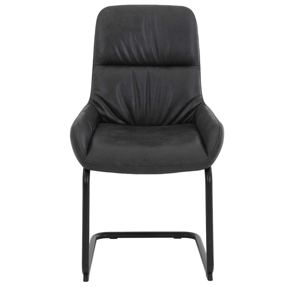 Wohnen Sessel|Stühle<Freischwingerstuhl in Anthrazit Microfaser - Settas (Set)