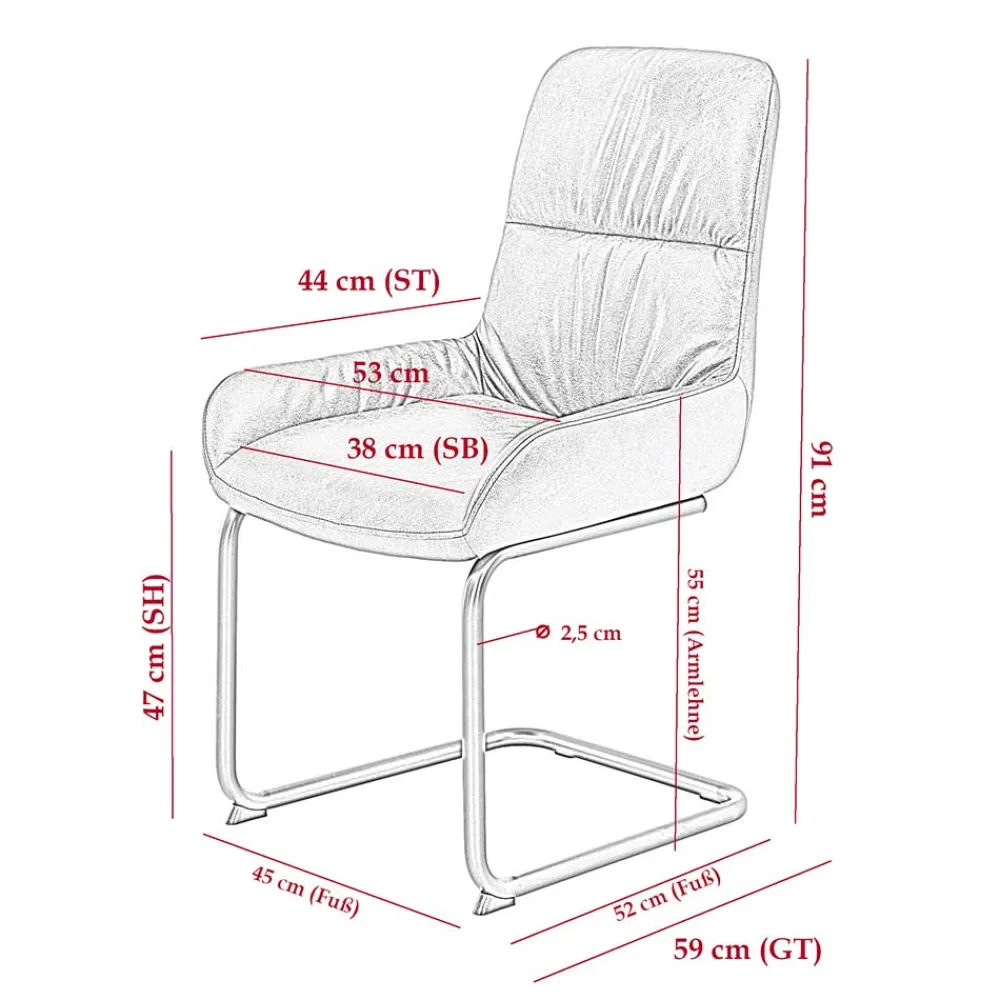 Wohnen Sessel|Stühle<Freischwingerstuhl in Anthrazit Microfaser - Settas (Set)