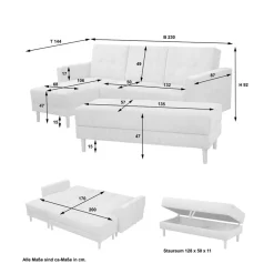 Wohnen Sofas<Funktionsecke in Beigegrau mit Erle - Dwight (zweiteilig)