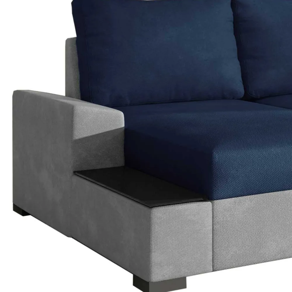 Wohnen Betten|Sofas<Funktionssofa in Dunkelblau und Hellgrau - Uminga