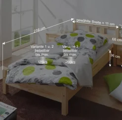 Wohnen Betten<Futonbett Adalberto aus Kiefer Massivholz