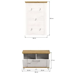 Wohnen Garderoben<Garderobe und Schuhbank Set - Tocella (zweiteilig)