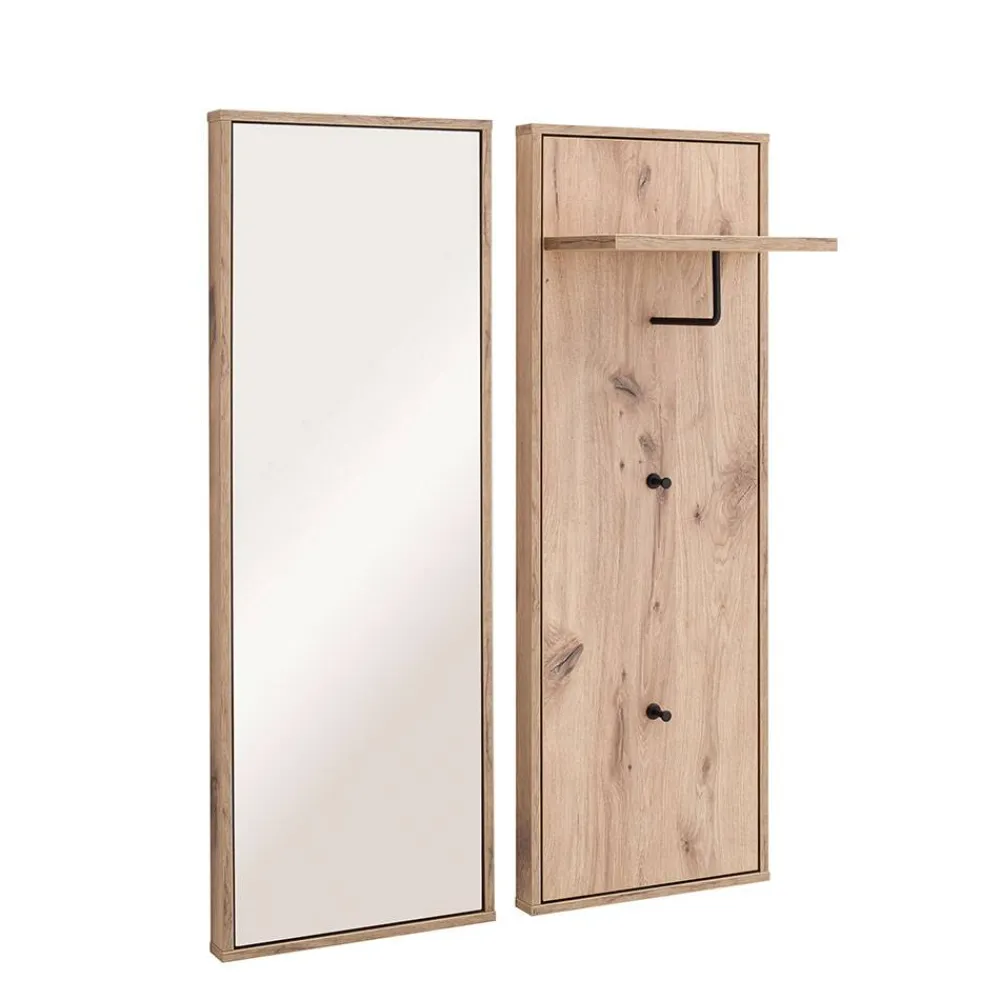Wohnen Garderoben<Garderobe und Spiegel Set in Wildeiche - Vapposia (zweiteilig)