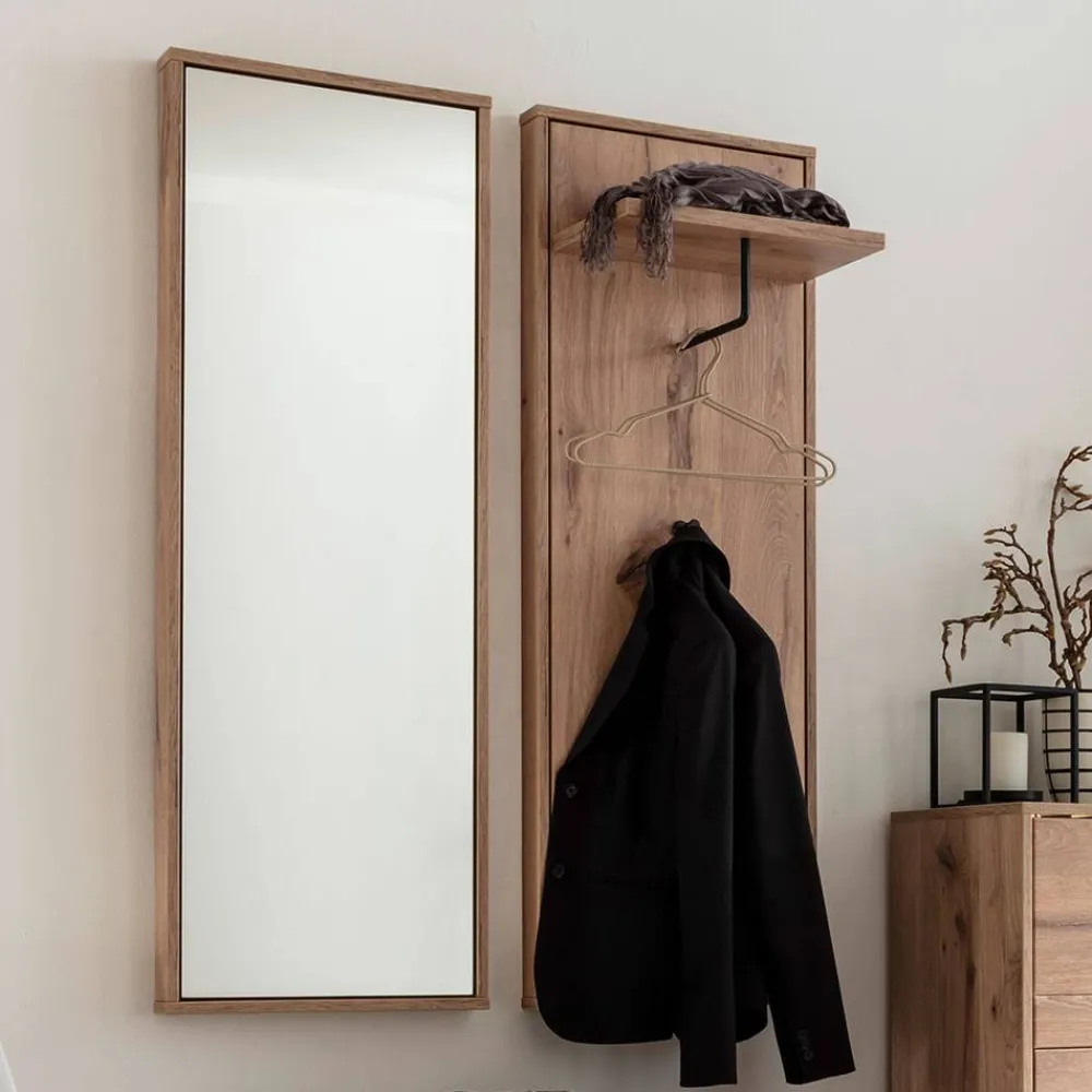 Wohnen Garderoben<Garderobe und Spiegel Set in Wildeiche - Vapposia (zweiteilig)