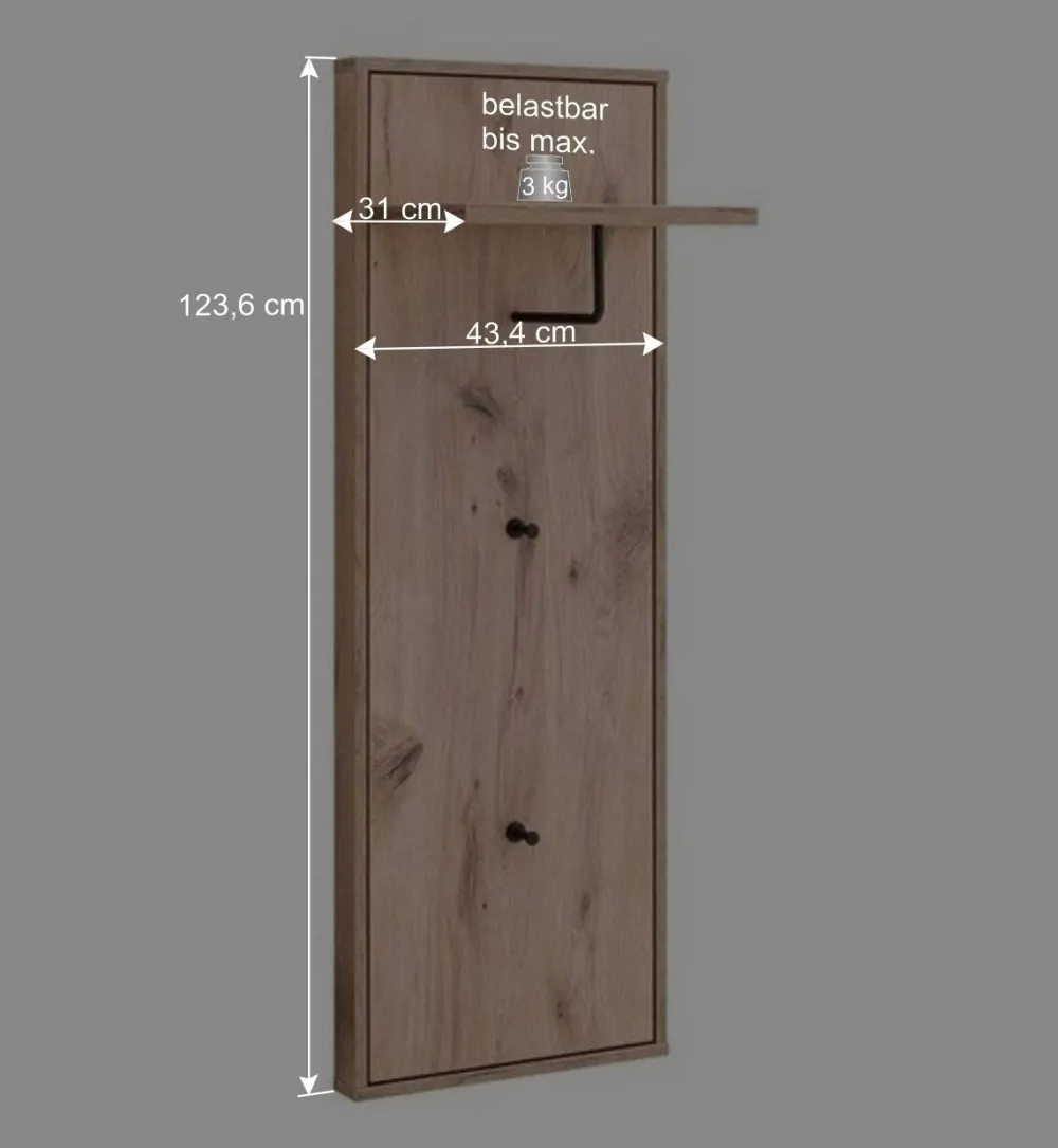 Wohnen Garderoben<Garderobe und Spiegel Set in Wildeiche - Vapposia (zweiteilig)