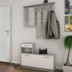 Wohnen Garderoben<Garderobenmöbel in Weiß & Betonoptik - Zessma (zweiteilig)