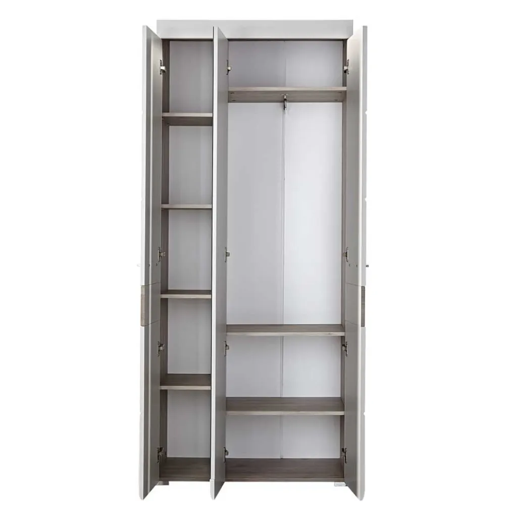 Wohnen Garderoben<Garderobenmöbel Set Brosgo in Weiß und Silbereiche (fünfteilig)