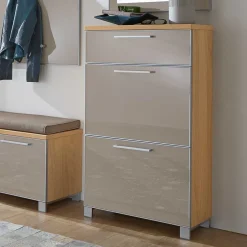 Wohnen Garderoben<Garderobenmöbel Set Diecca in Taupe Glas beschichtet (fünfteilig)