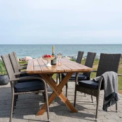 Wohnen Sitzgruppe<Garten Altholztisch Teak & Stühle - Bataia (siebenteilig)