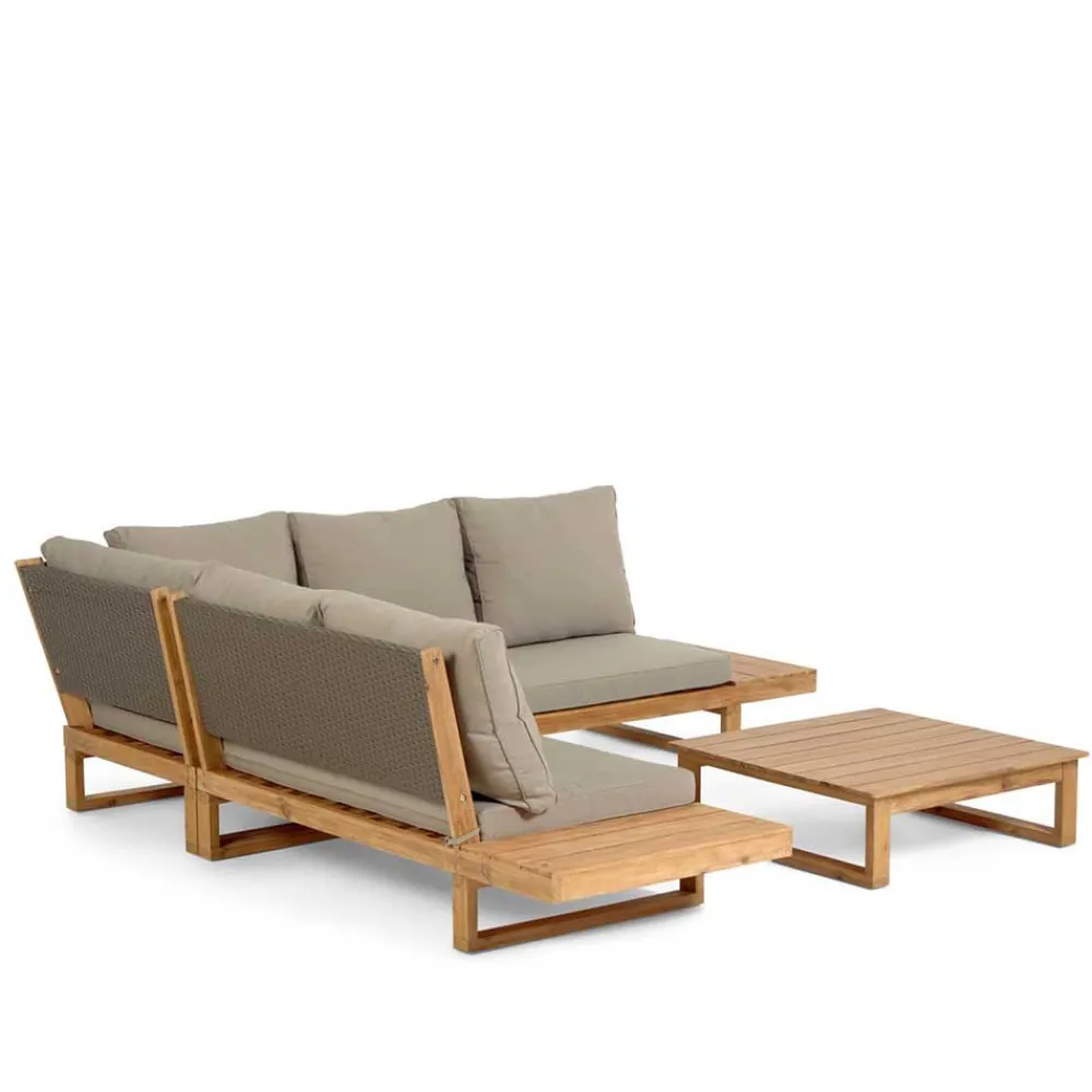 Wohnen Sitzgruppe<Garten Ecksofa & Tisch aus Akazie - Captino (zweiteilig)