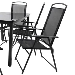 Wohnen Sitzgruppe<Garten Essgruppe in Schwarz - Kameron (siebenteilig)