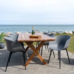 Wohnen Sitzgruppe<Garten Essgruppe mit Holztisch - Waronka (siebenteilig)
