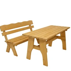 Wohnen Sitzgruppe<Garten Holzbank mit Lehne & Tisch - Luxuria (zweiteilig)