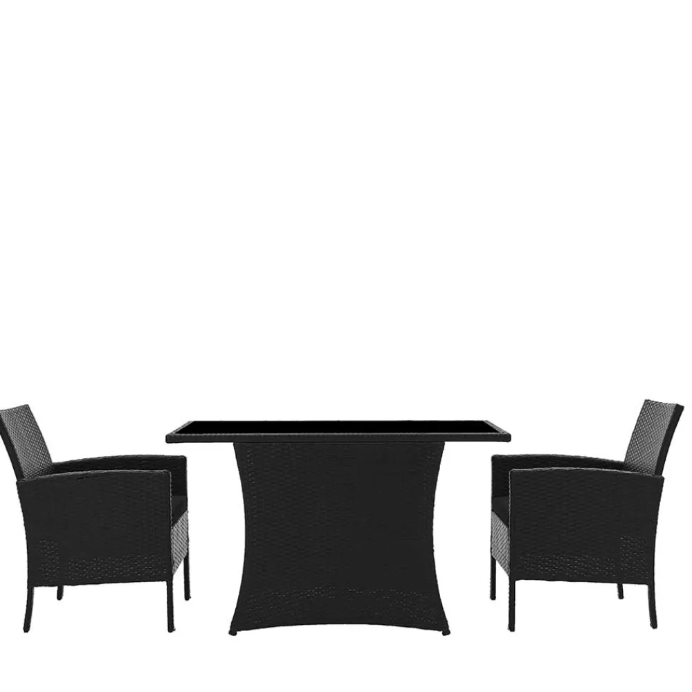 Wohnen Sitzgruppe<Garten Sitzgruppe aus grauem Polyrattan - Ambon (dreiteilig)