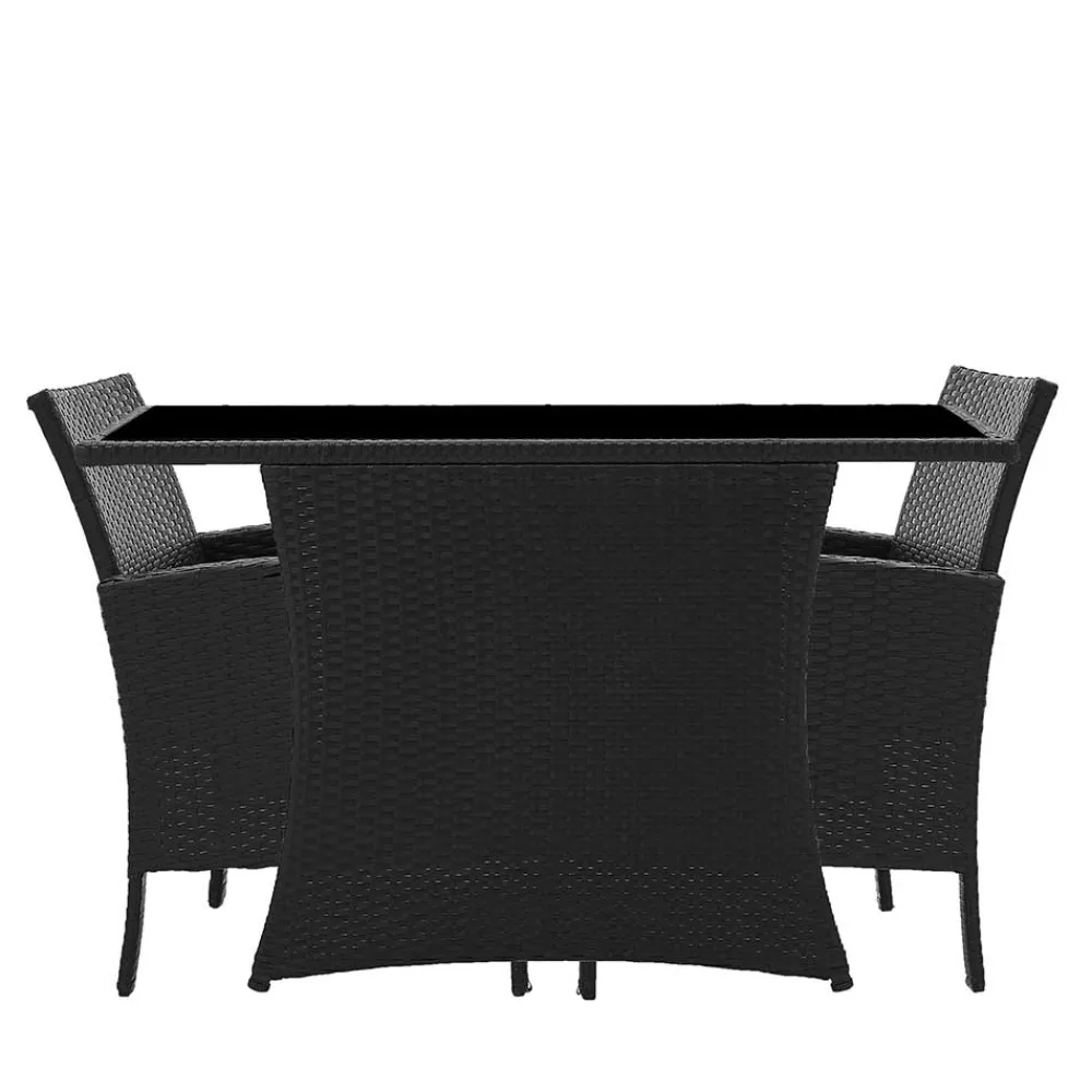 Wohnen Sitzgruppe<Garten Sitzgruppe aus grauem Polyrattan - Ambon (dreiteilig)