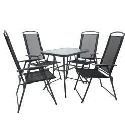 Wohnen Sitzgruppe<Garten Tischgruppe mit Klappstühlen - Alcamo (fünfteilig)