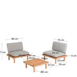 Wohnen Sitzgruppe<Gartenmöbel Kombi aus Akazie - Lacruna (dreiteilig)