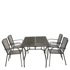 Wohnen Sitzgruppe<Gartentisch & 4 Armlehnstühle - Grover (fünfteilig)