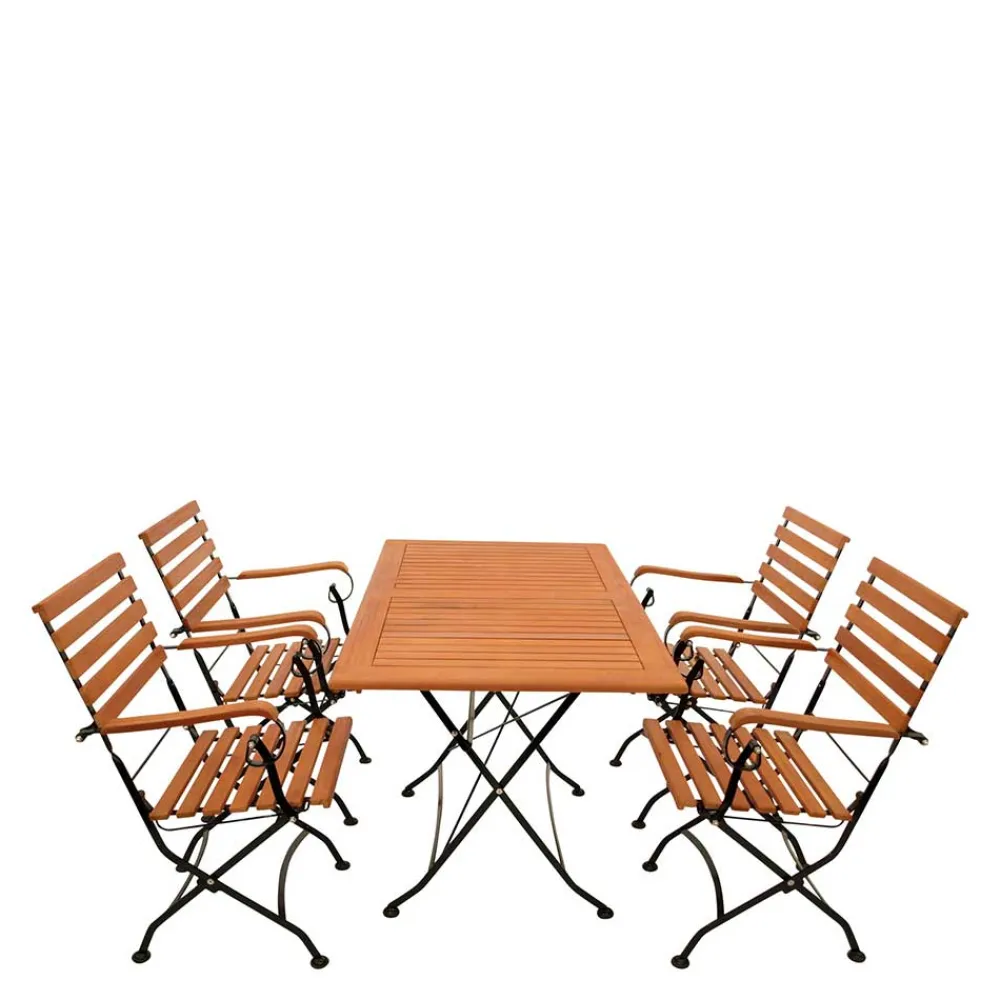 Wohnen Sitzgruppe<Gartentisch & Armlehnstühle klappbar - Pascarla (fünfteilig)