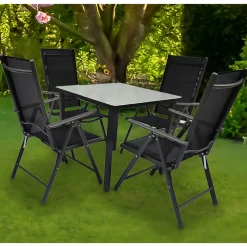 Wohnen Sitzgruppe<Gartentisch & vier Hochlehner Set - Barreras (fünfteilig)