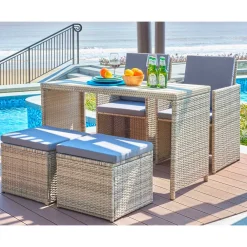 Wohnen Sitzgruppe<Gartentisch Gruppe aus Polyrattan - Hongkong (fünfteilig)