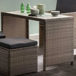 Wohnen Sitzgruppe<Gartentisch Gruppe aus Polyrattan - Hongkong (fünfteilig)