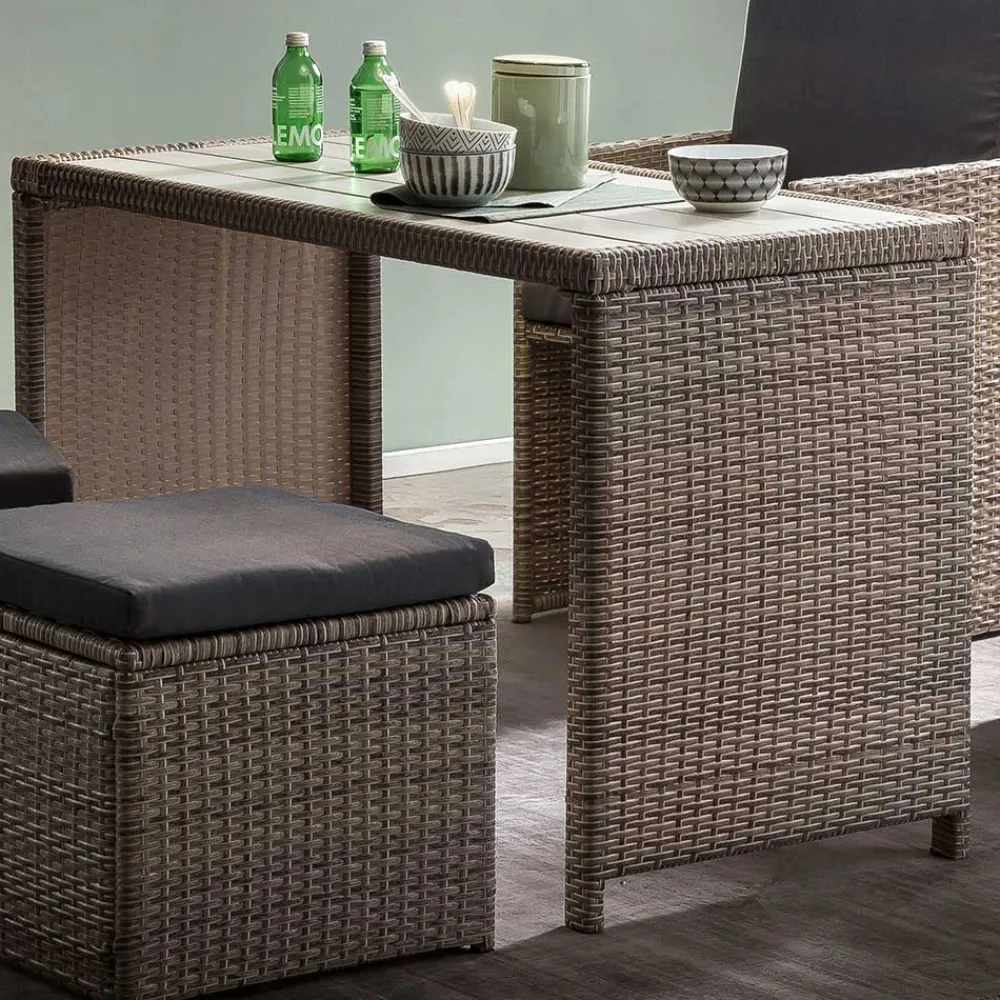 Wohnen Sitzgruppe<Gartentisch Gruppe aus Polyrattan - Hongkong (fünfteilig)