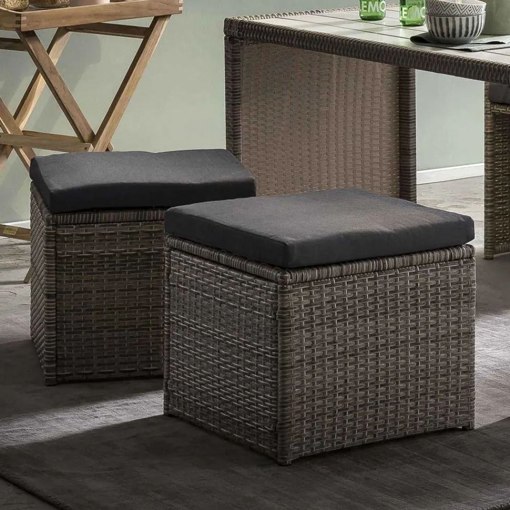 Wohnen Sitzgruppe<Gartentisch Gruppe aus Polyrattan - Hongkong (fünfteilig)